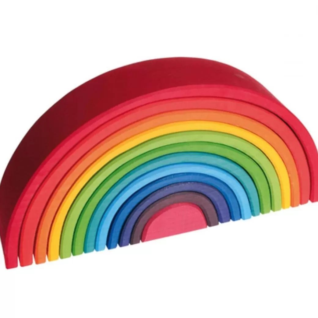 Grimm's Spiel & Holz Rainbow Tunnels>12-Piece Wooden Rainbow Stacking Tunnel