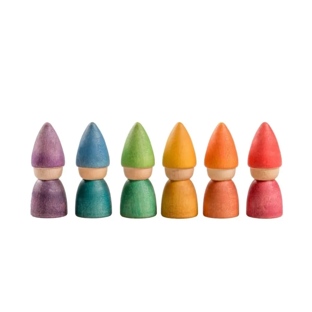 Grapat Stacking & Sorting>6 Wooden Rainbow Tomten Figures