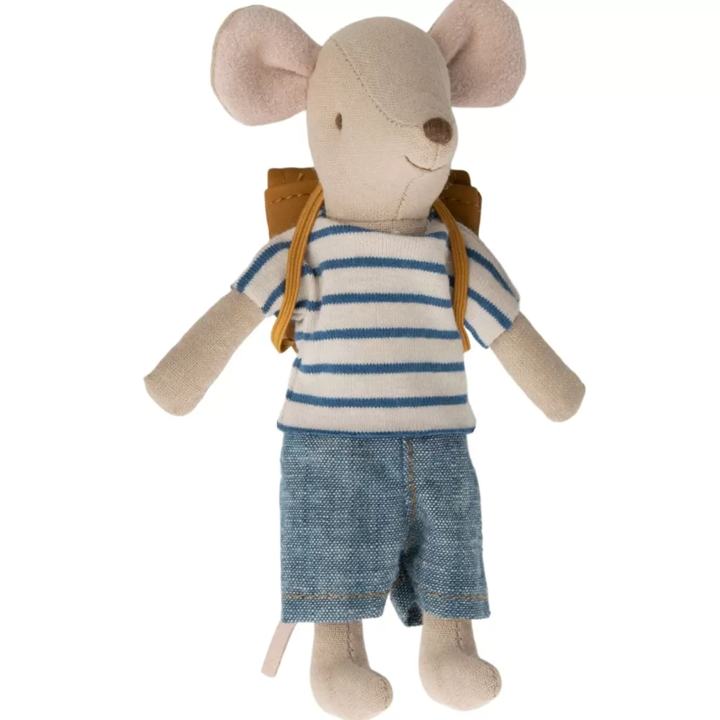 Maileg Stuffed Animals>Big Brother Tricycle Mouse With A Backpack