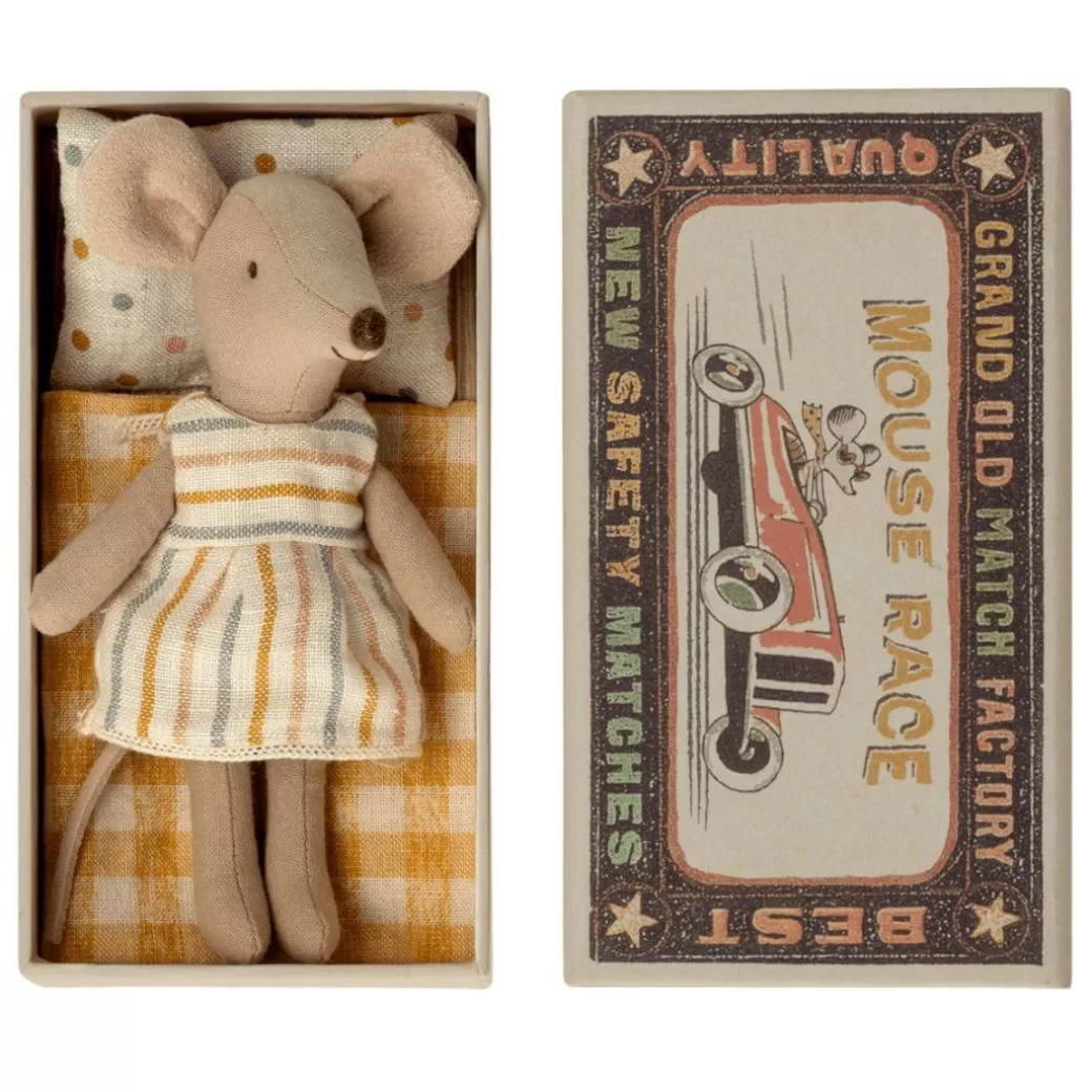 Maileg Stuffed Animals>Big Sister Mouse In A Matchbox