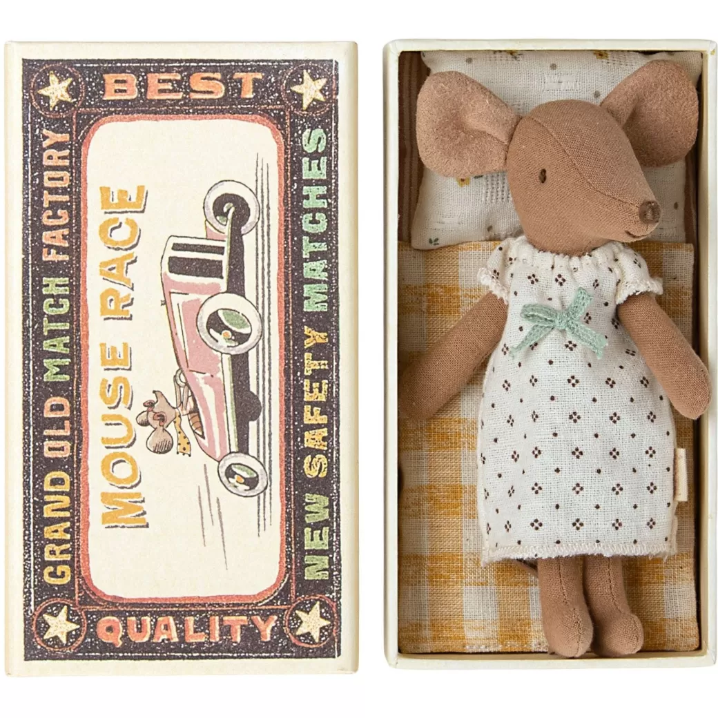 Maileg Stuffed Animals>Big Sister Mouse In A Matchbox