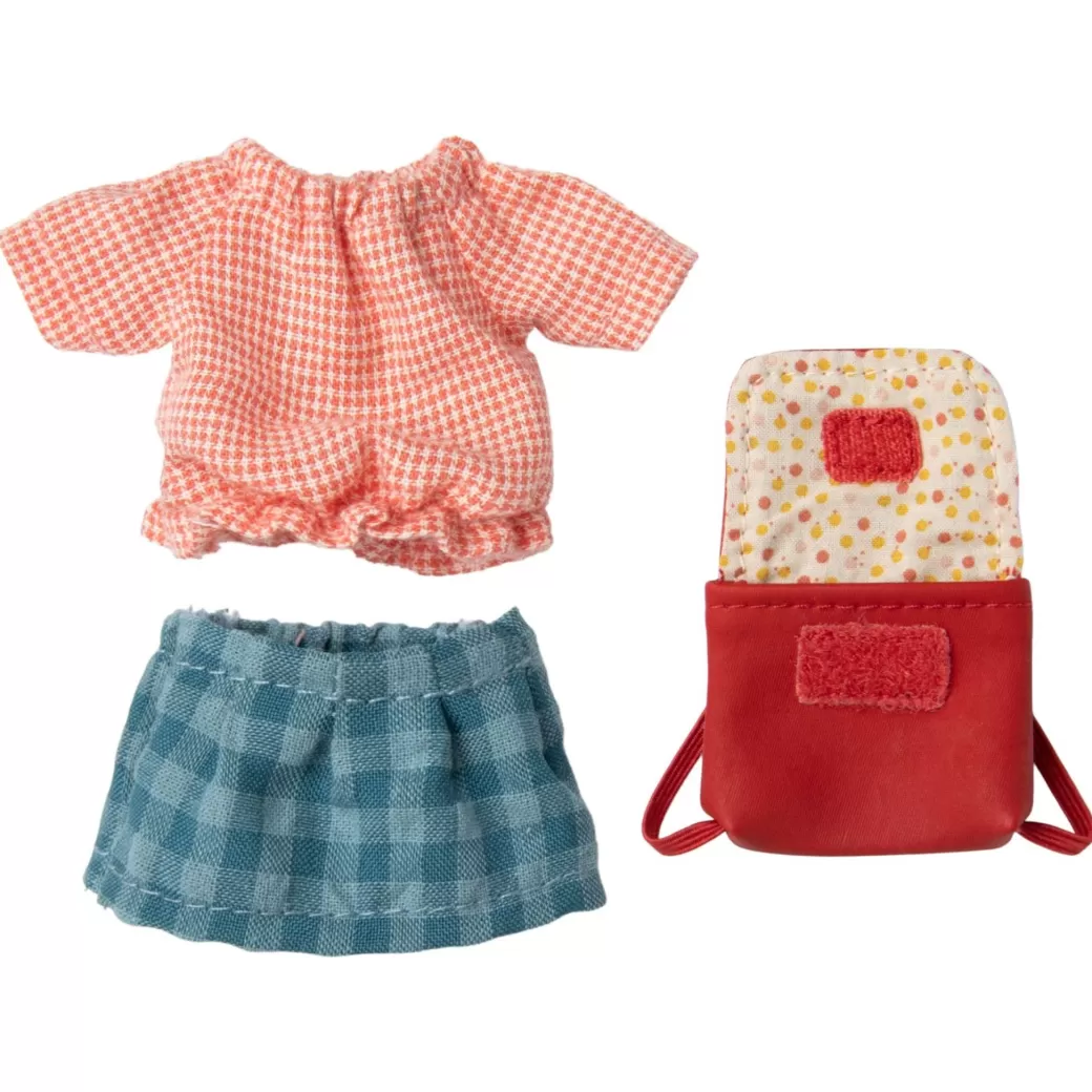 Maileg Stuffed Animals>Big Sister Tricycle Mouse With A Backpack - Red