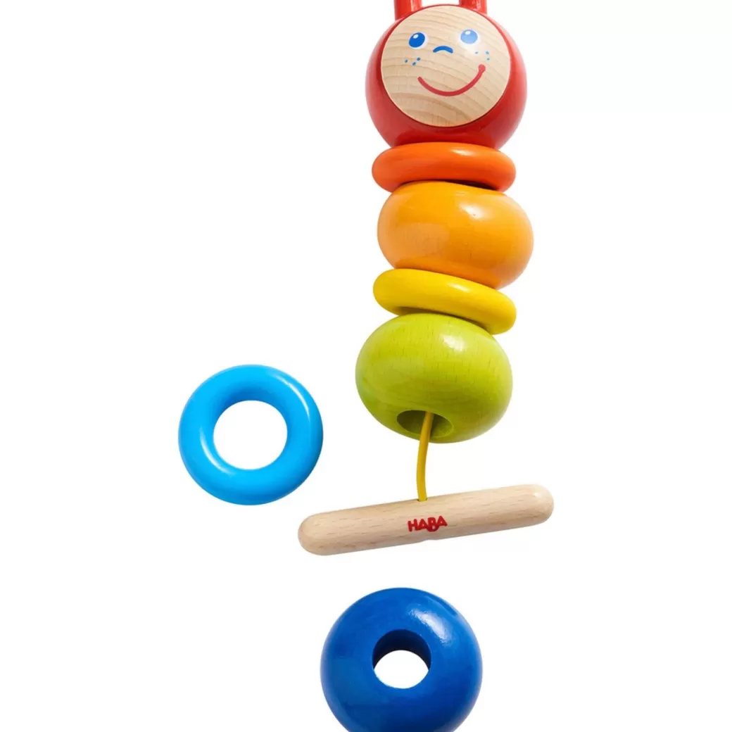 HABA Rattles & Grasping Toys>Caterpillar Wooden Threading Toy