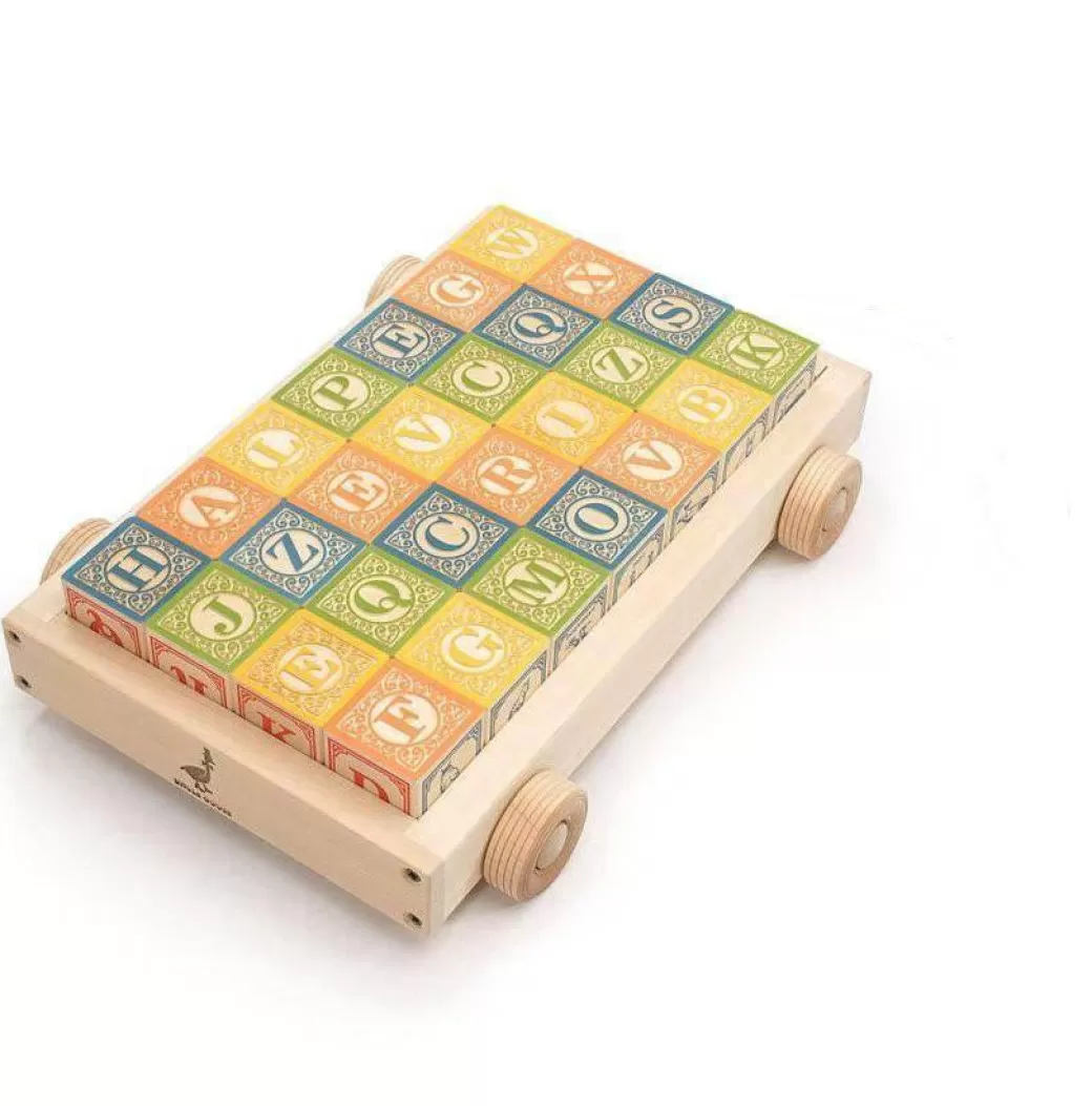 Uncle Goose Early Learning>Classic Wooden Alphabet Blocks With Wagon