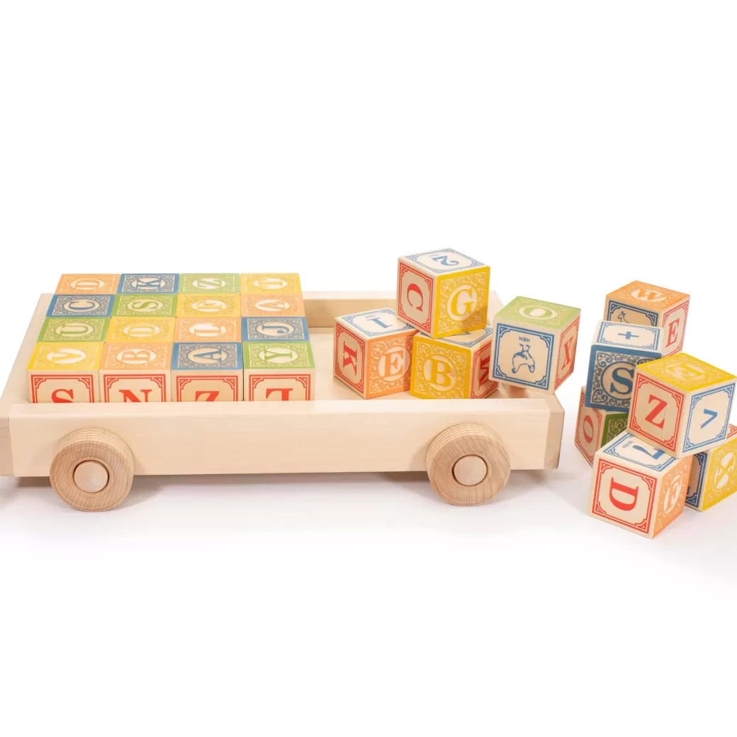 Uncle Goose Push & Pull Toys>Classic Wooden Alphabet Blocks With Wagon