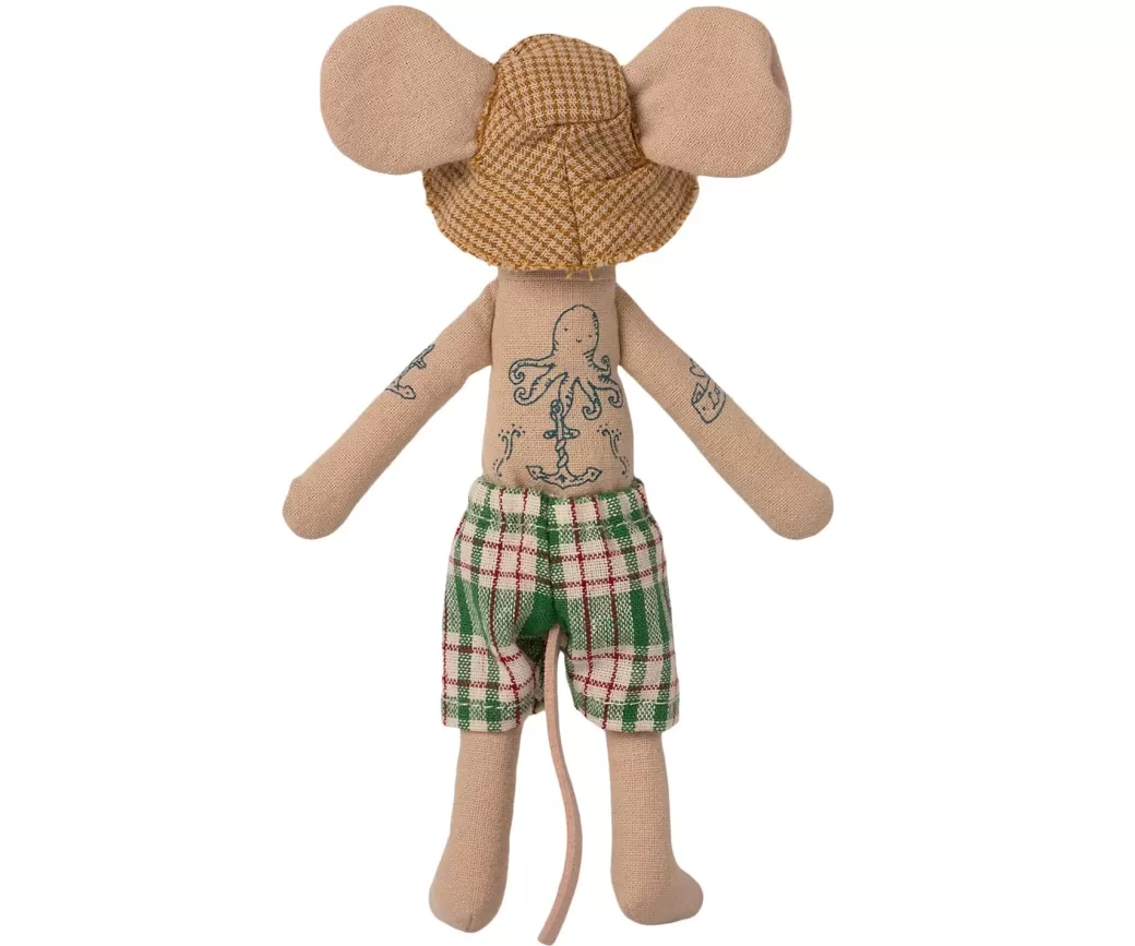 Maileg Stuffed Animals>Dad Mouse In A "Cabin De Plage" Cabana