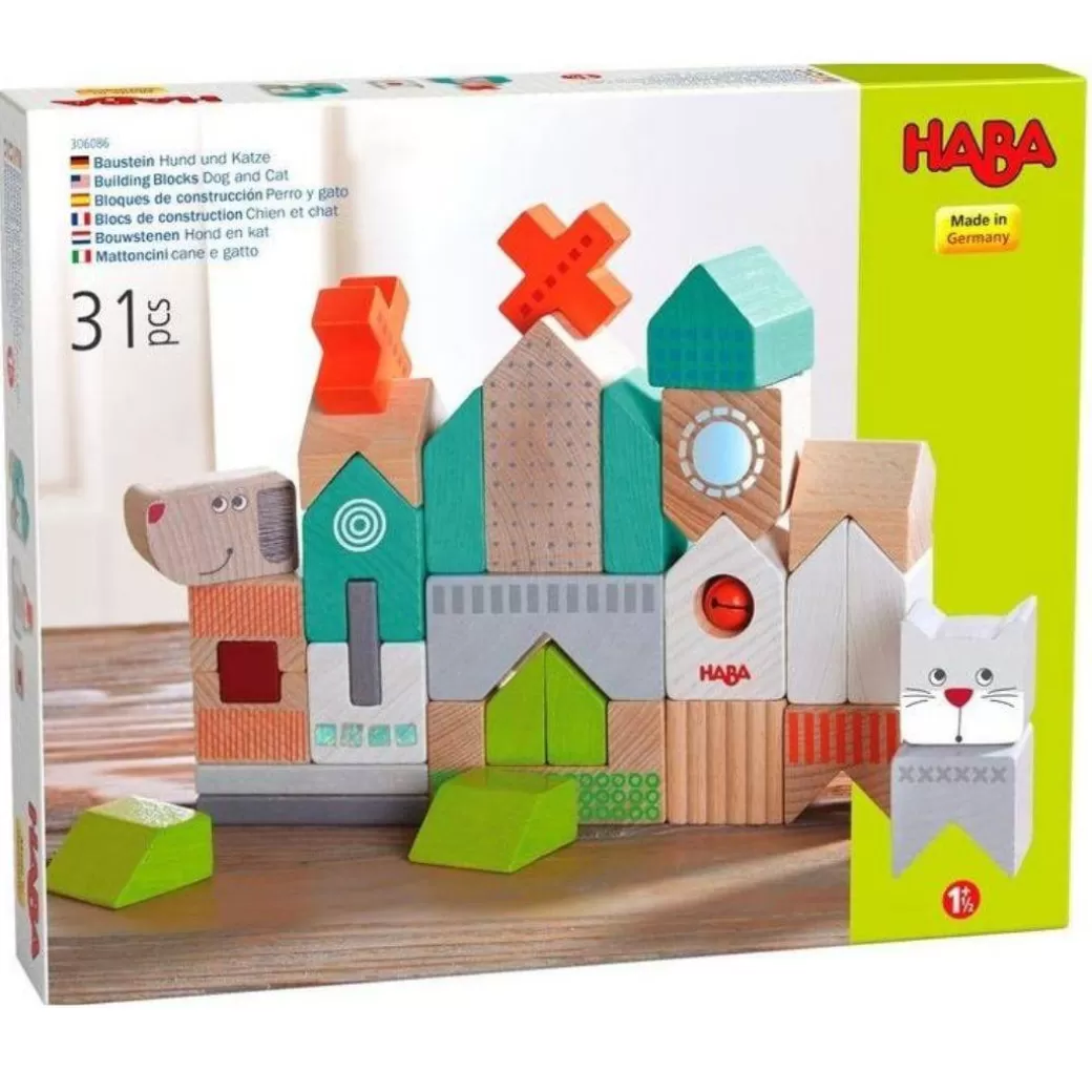 HABA Wooden Blocks>Dog & Cat Wooden Building Blocks