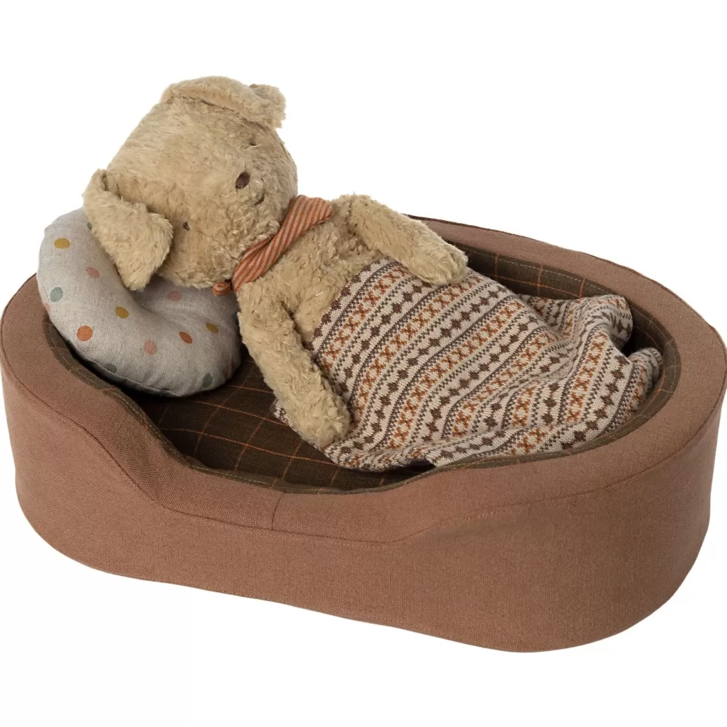 Maileg Stuffed Animals>Dog Bed And Blanket - Brown