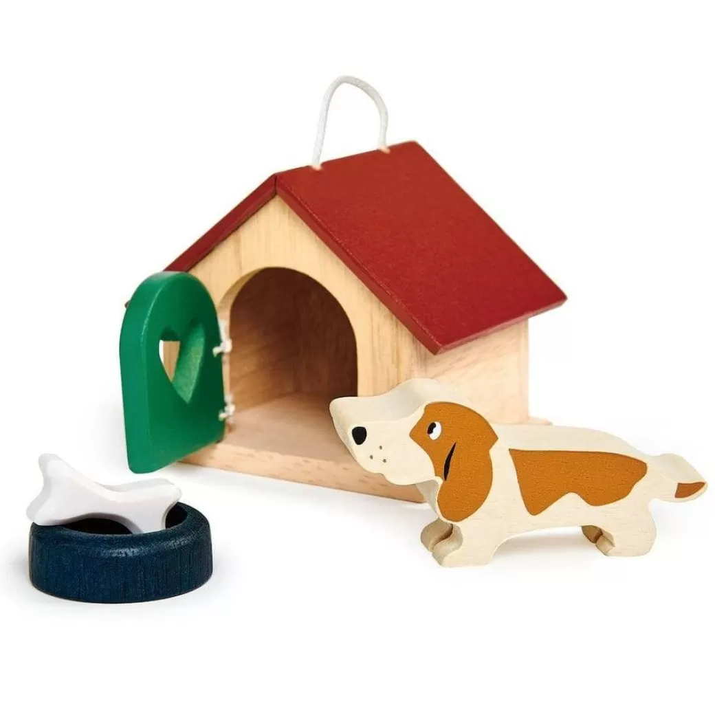 Tender Leaf Toys Wooden Figures>Dollhouse Wooden Pet Dog Set