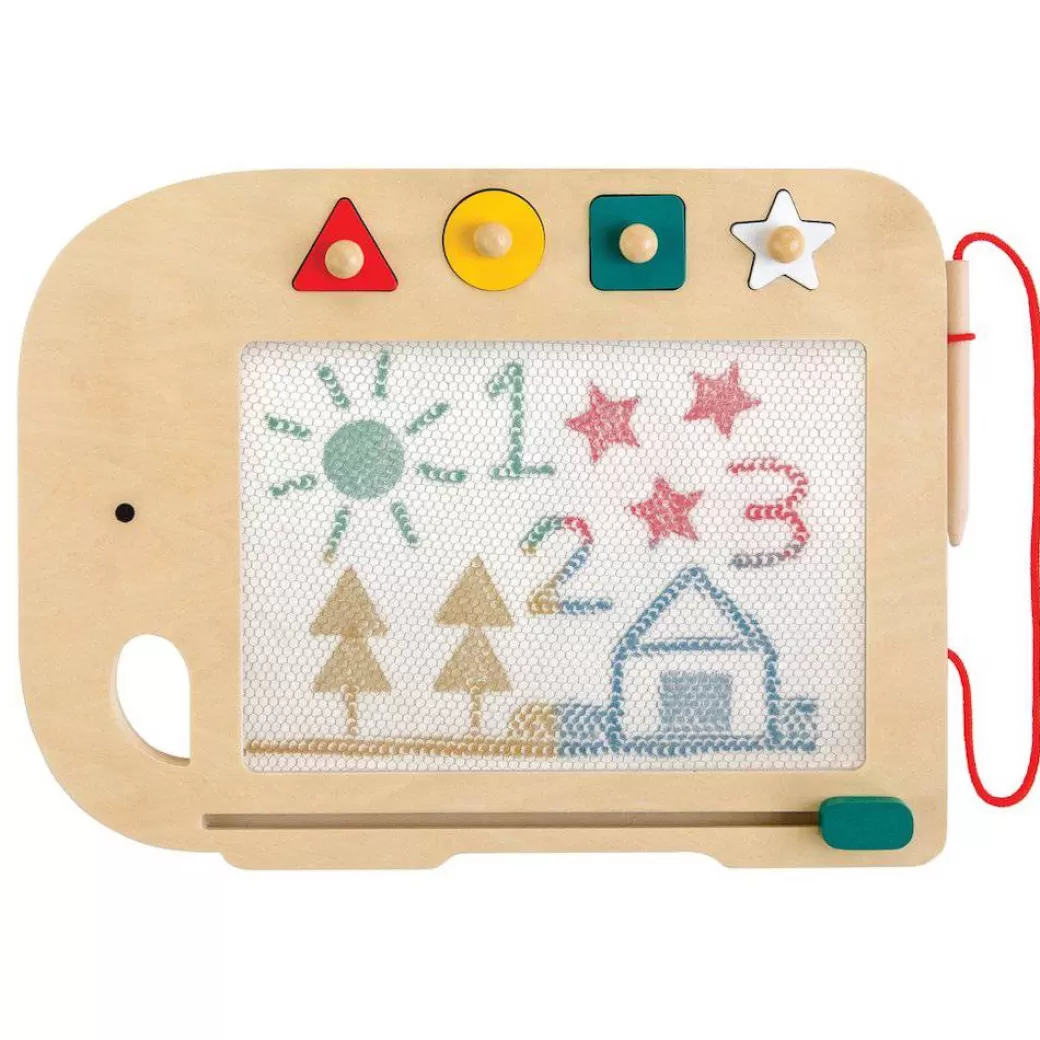 Petit Collage Early Learning>Doodle + Draw Elephant - Wooden Magic Drawing Board