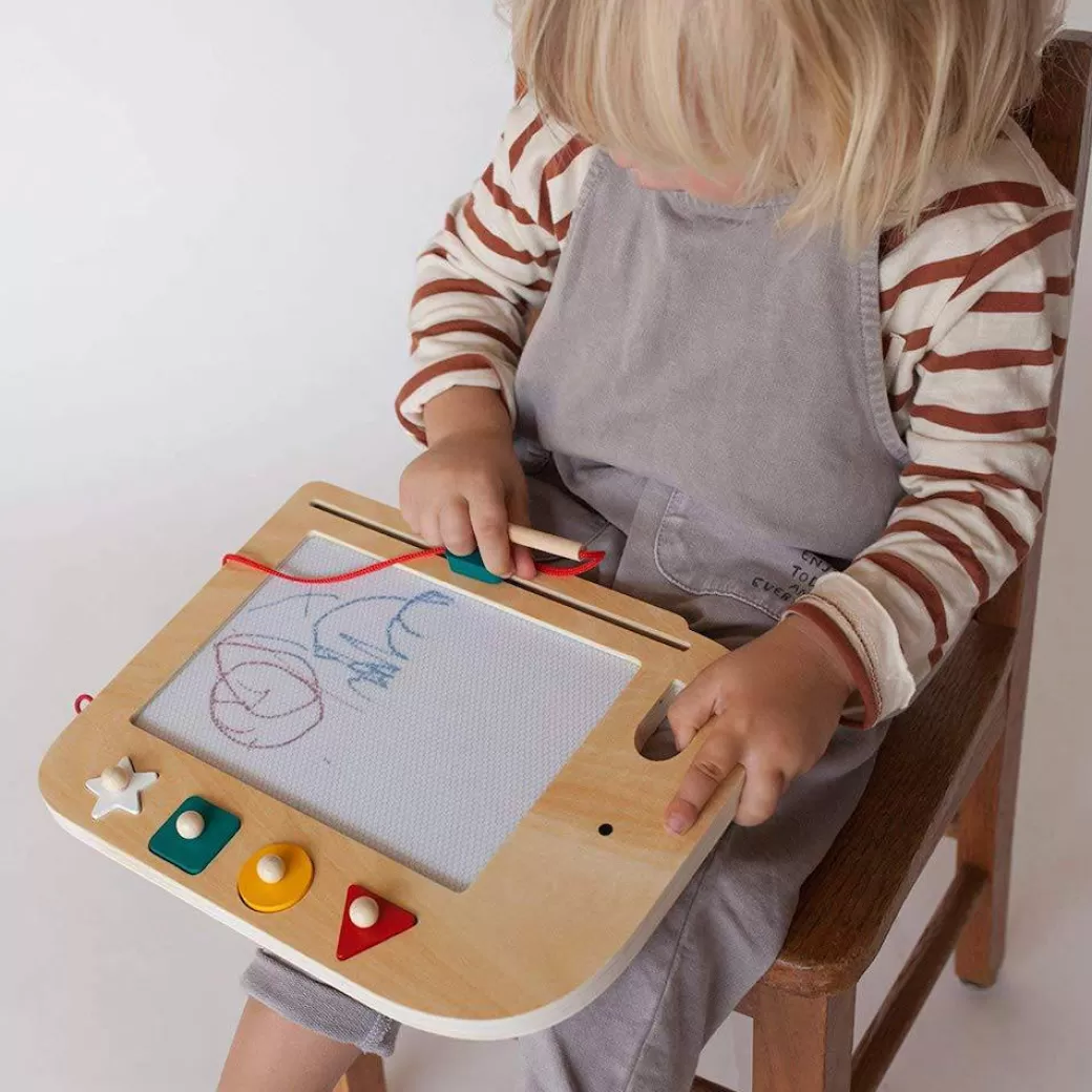 Petit Collage Early Learning>Doodle + Draw Elephant - Wooden Magic Drawing Board