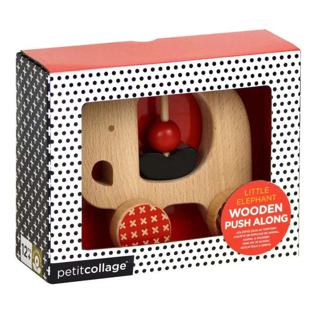 Petit Collage Early Learning>Elephant Wood Push Toy