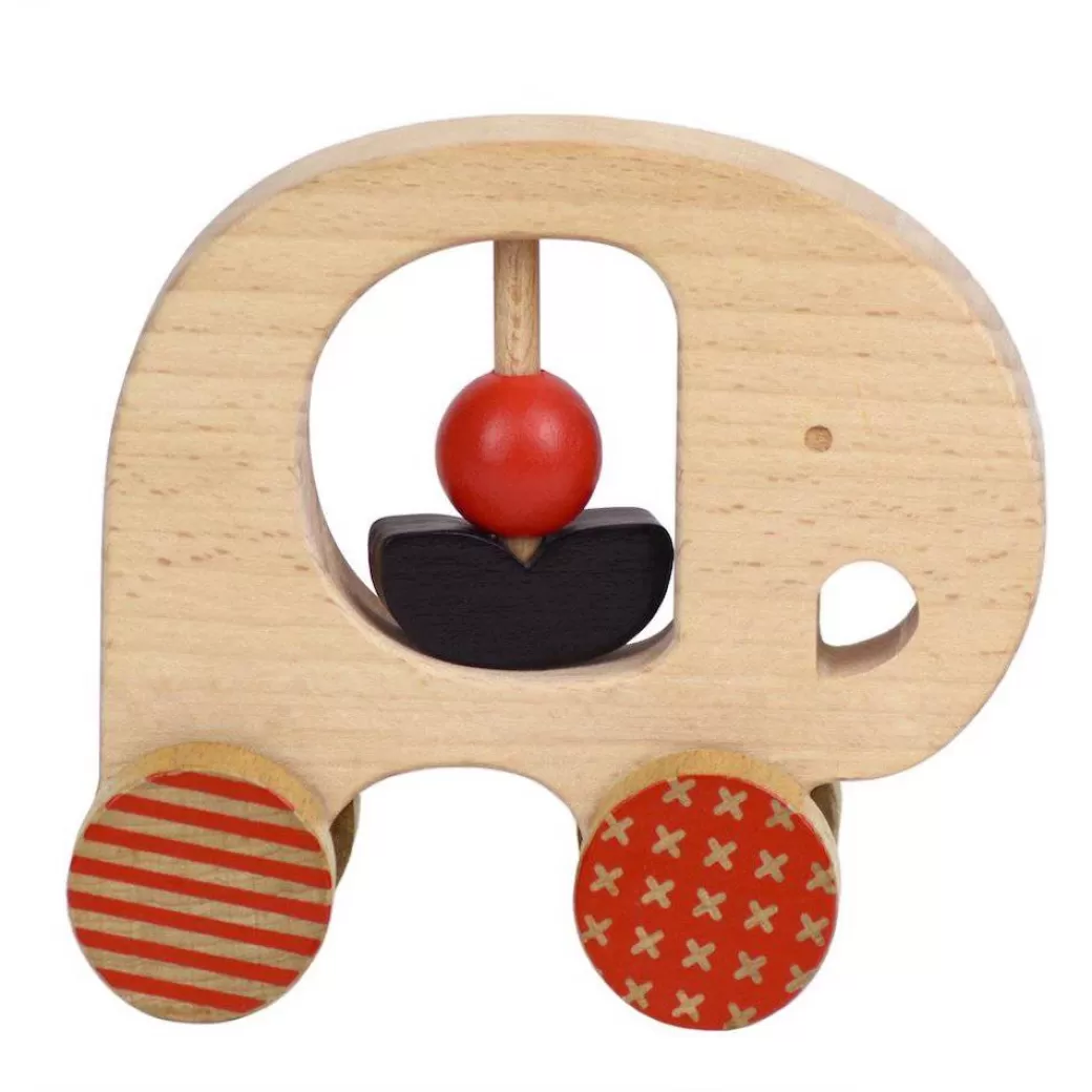 Petit Collage Push & Pull Toys>Elephant Wood Push Toy