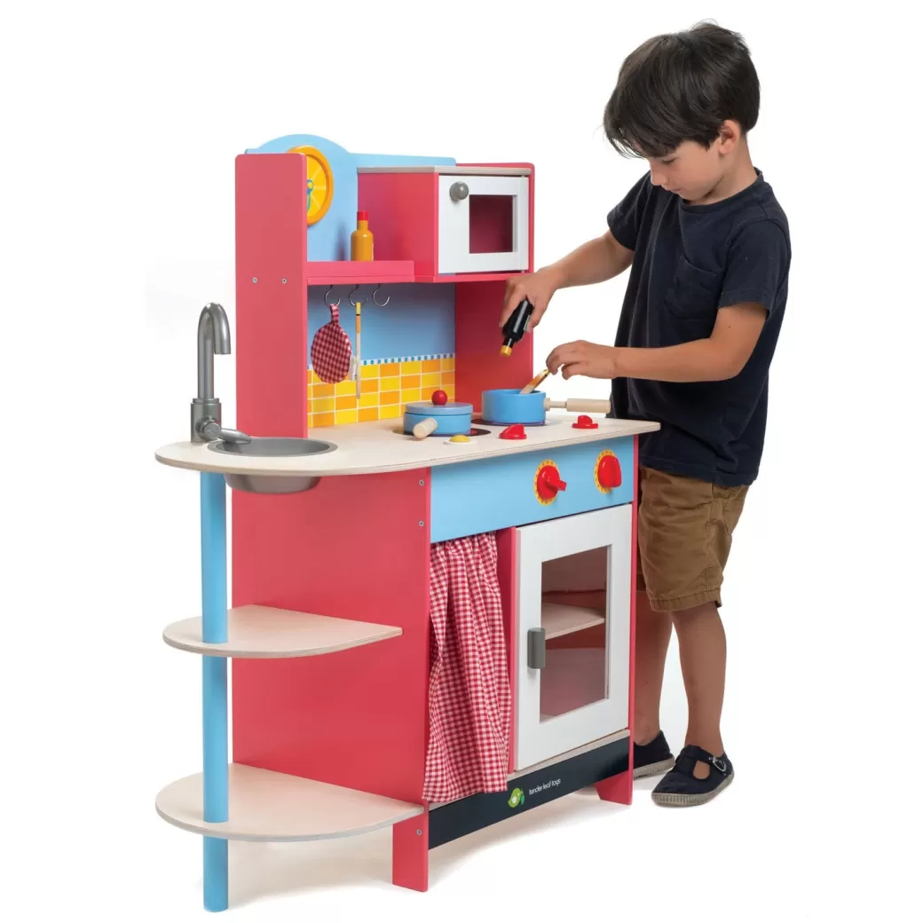 Tender Leaf Kitchen & House Play>Grand Wooden Play Kitchen