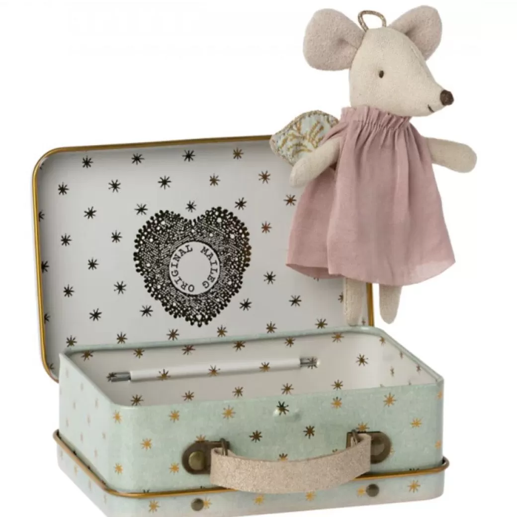 Maileg Stuffed Animals>Guardian Angel Mouse In A Suitcase