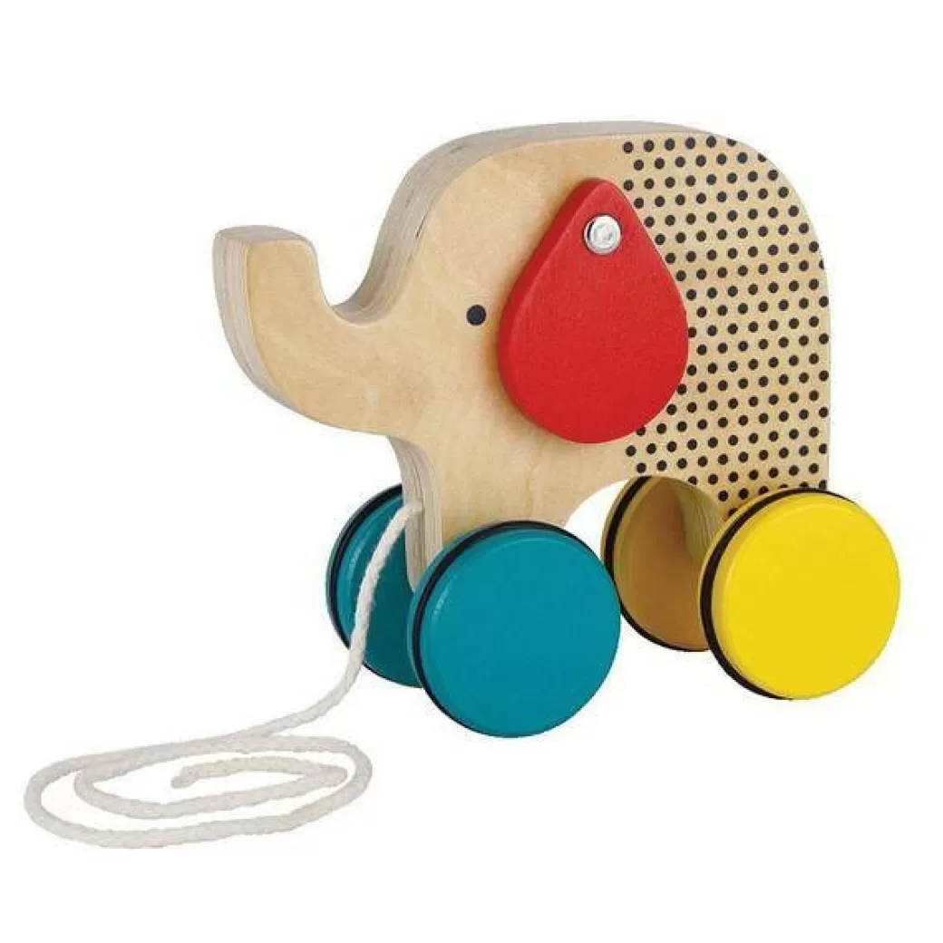 Petit Collage Push & Pull Toys>Jumping Jumbo - Wooden Elephant Pull Toy