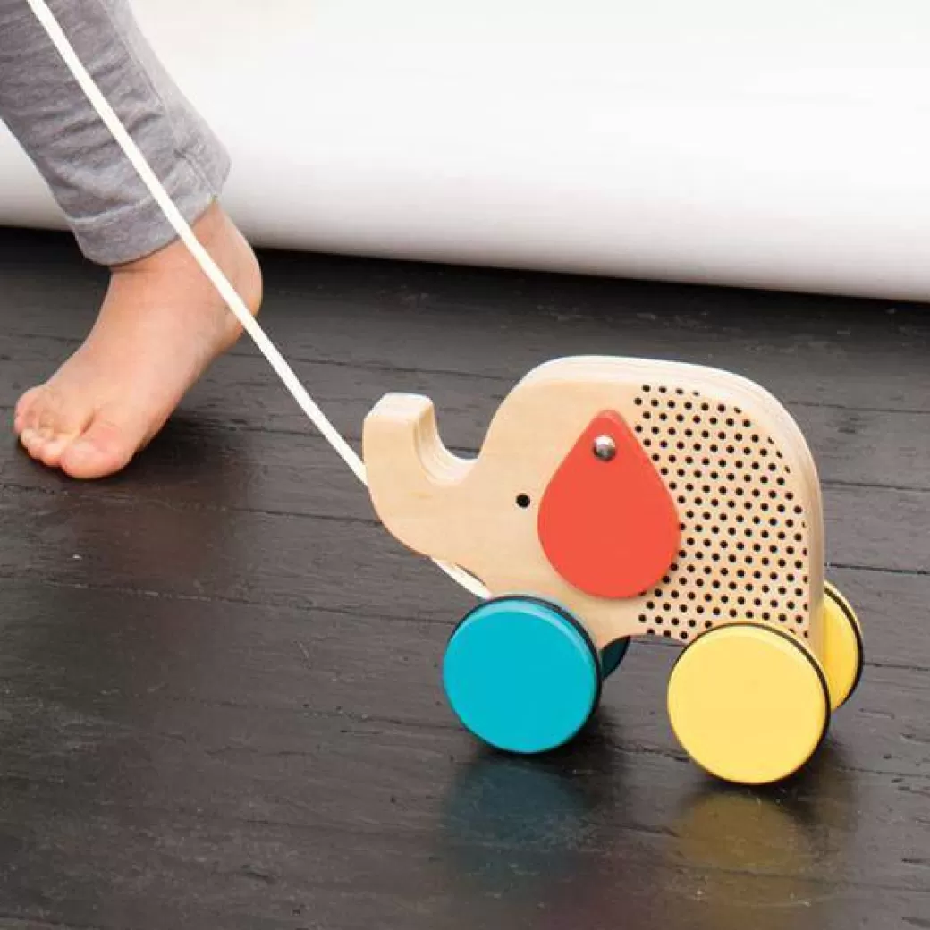 Petit Collage Push & Pull Toys>Jumping Jumbo - Wooden Elephant Pull Toy