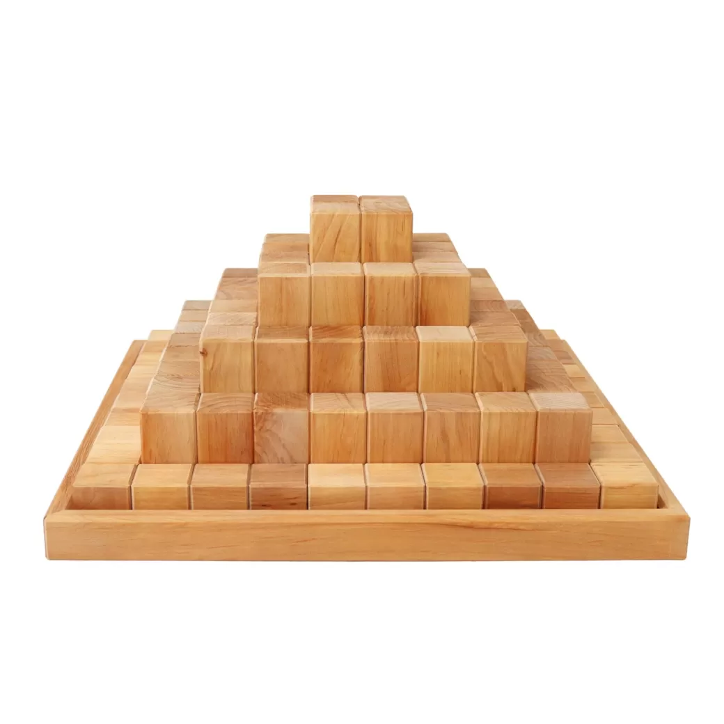 Grimm's Spiel & Holz Wooden Blocks>Large Natural Wooden Stepped Pyramid