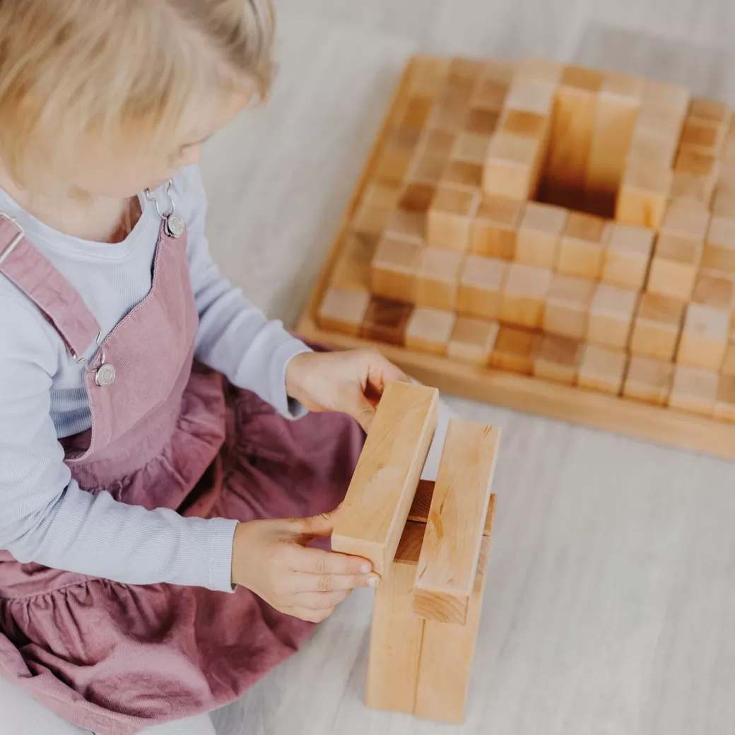 Grimm's Spiel & Holz Wooden Blocks>Large Natural Wooden Stepped Pyramid