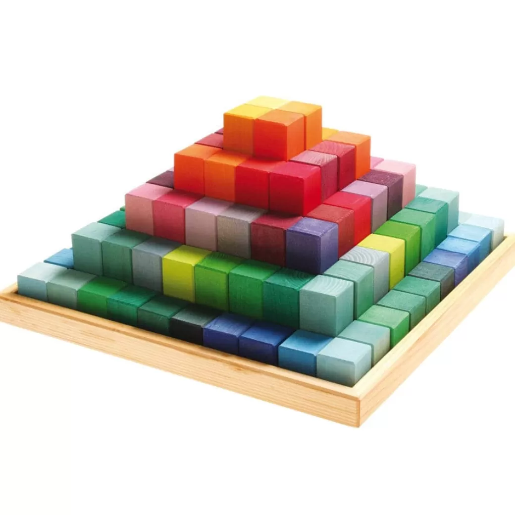 Grimm's Spiel & Holz Wooden Blocks>Large Stepped Pyramid Wooden Math Blocks