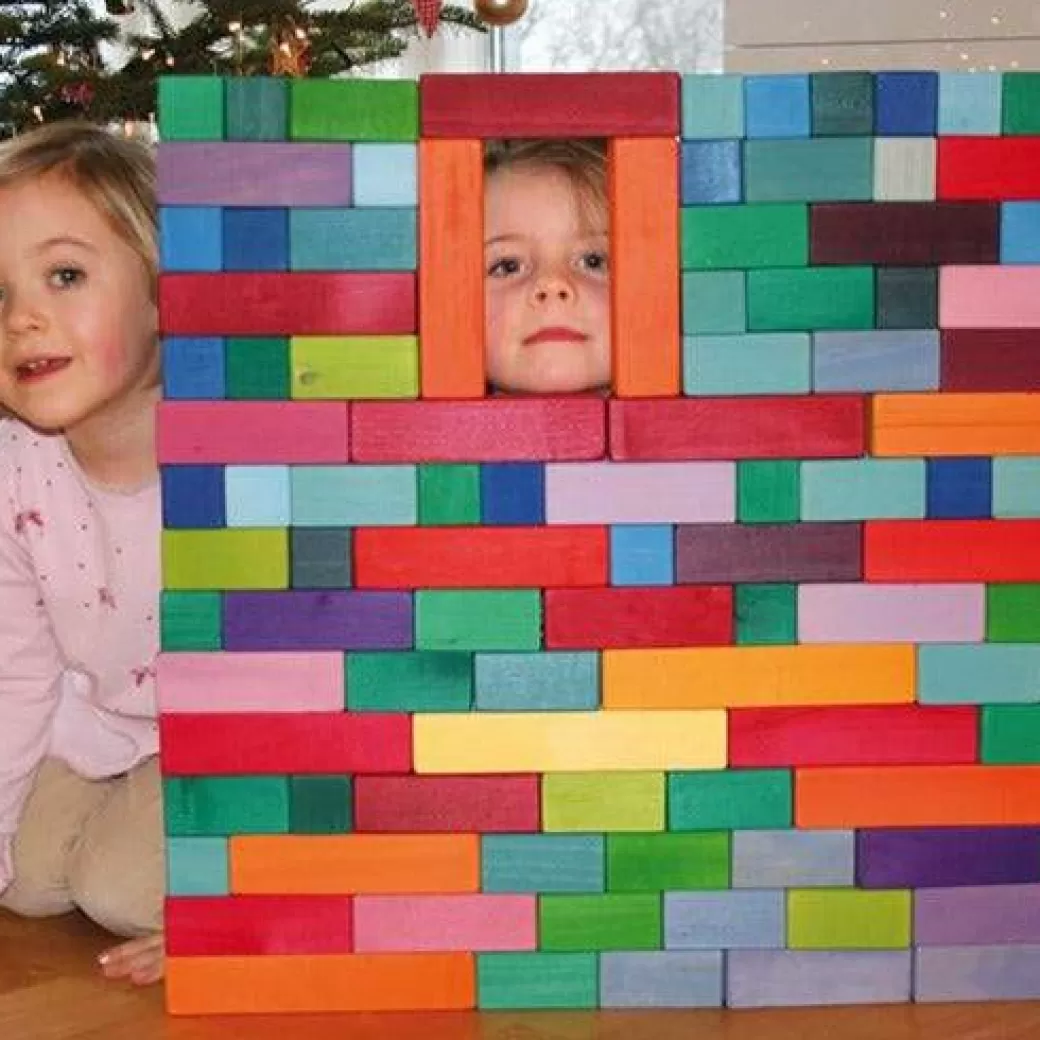 Grimm's Spiel & Holz Wooden Blocks>Large Stepped Pyramid Wooden Math Blocks