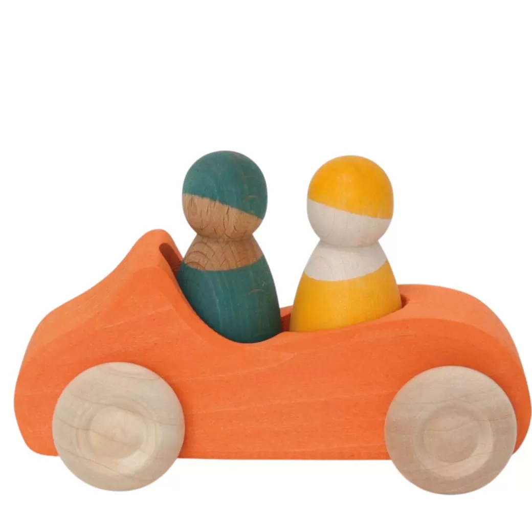 Grimm's Spiel & Holz Toy Vehicles>Large Wooden Convertible Car - Orange