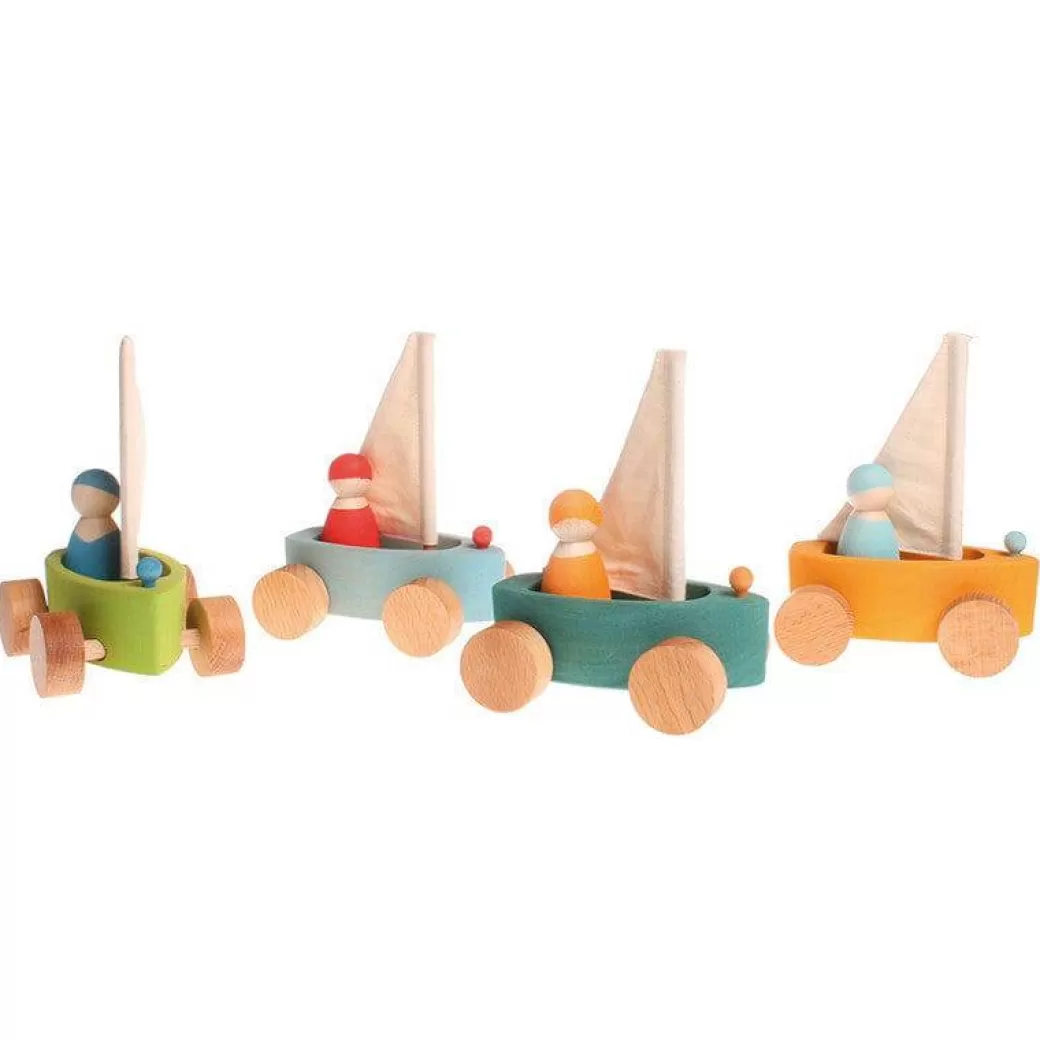 Grimm's Spiel & Holz Toy Vehicles>Little Land Yacht - Wooden Toy Sailboat