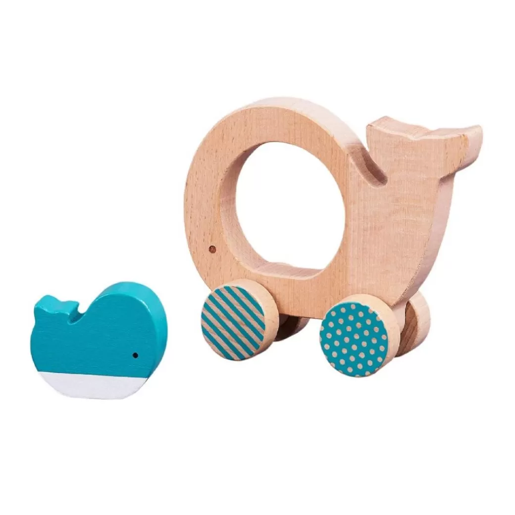 Petit Collage Push & Pull Toys>Little Whale Wooden Push Along Toy