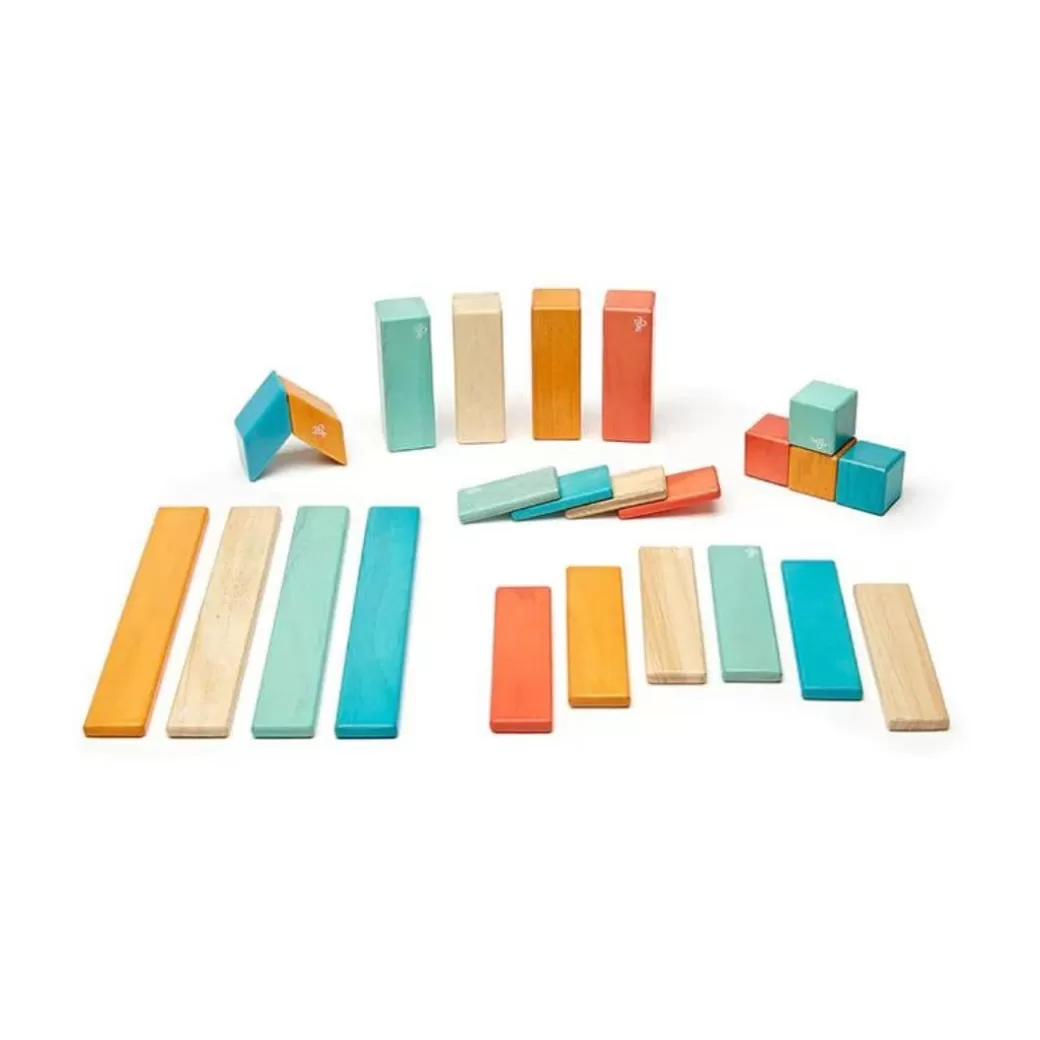 Tegu Magnetic Blocks>Magnetic Wooden Blocks - 24 Piece Set Sunset