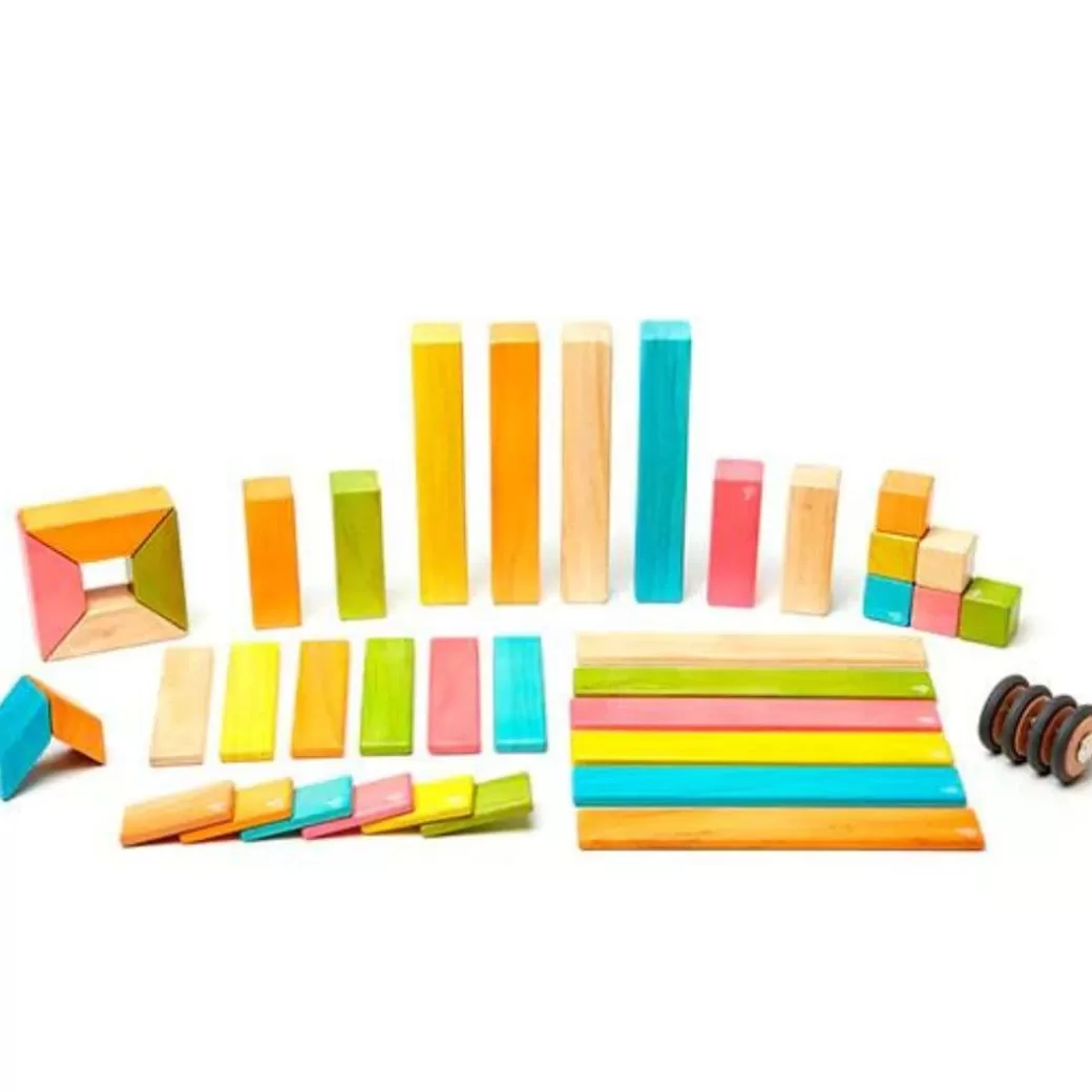 Tegu Magnetic Blocks>Magnetic Wooden Blocks - 42 Piece Set Tints