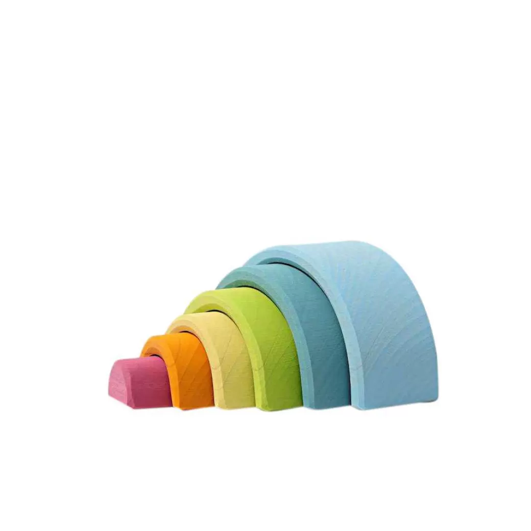 Grimm's Spiel & Holz Rainbow Tunnels>Mini Wooden Rainbow Stacker - Pastel