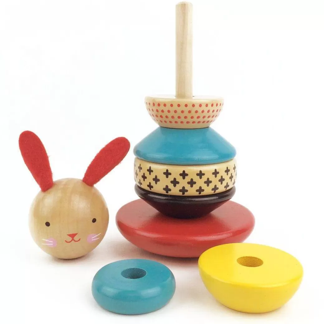 Petit Collage Early Learning>Modern Bunny Wooden Stacking Toy