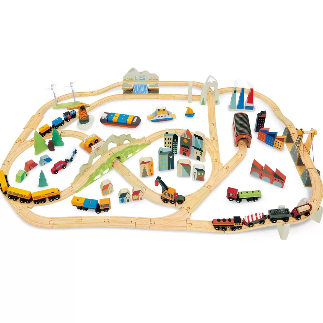 Tender Leaf Toy Vehicles>Mountain View Wooden Train Set