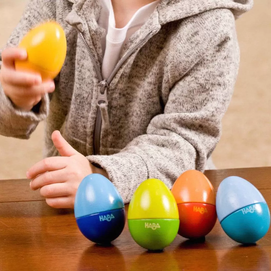 HABA Musical Toys>Musical Eggs - Wooden Rattles