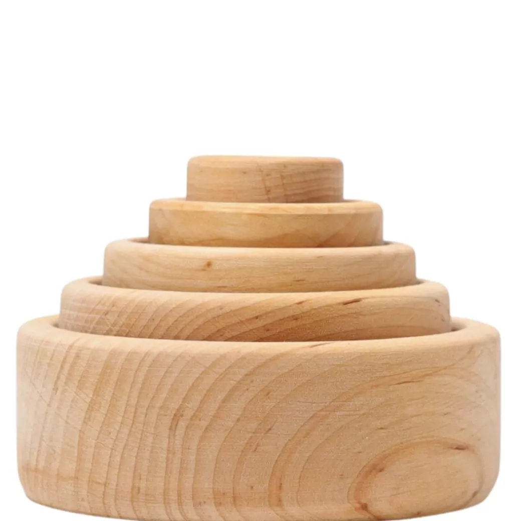 Grimm's Spiel & Holz Stacking & Sorting>Natural Wood Nesting Bowl Set