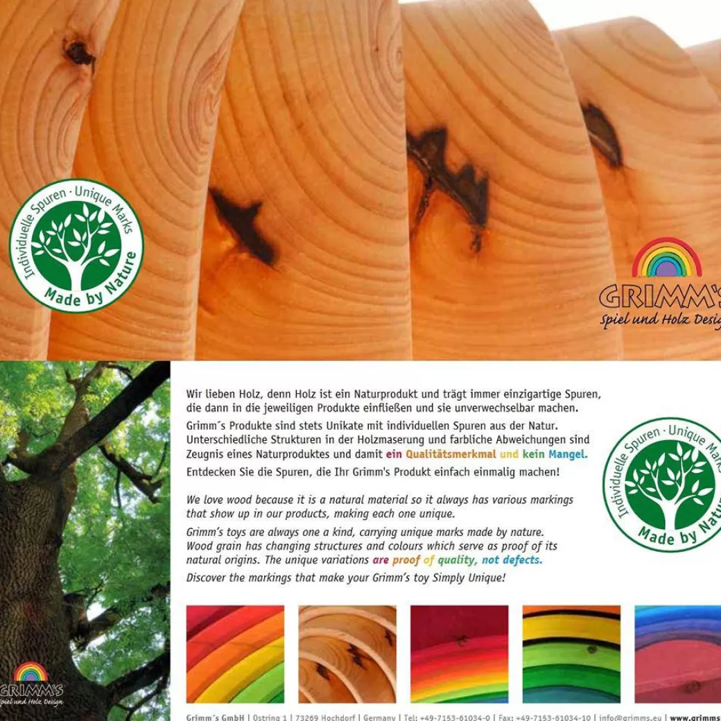 Grimm's Spiel & Holz Wooden Blocks>Natural Wooden Rainbow Tunnel - 12 Piece