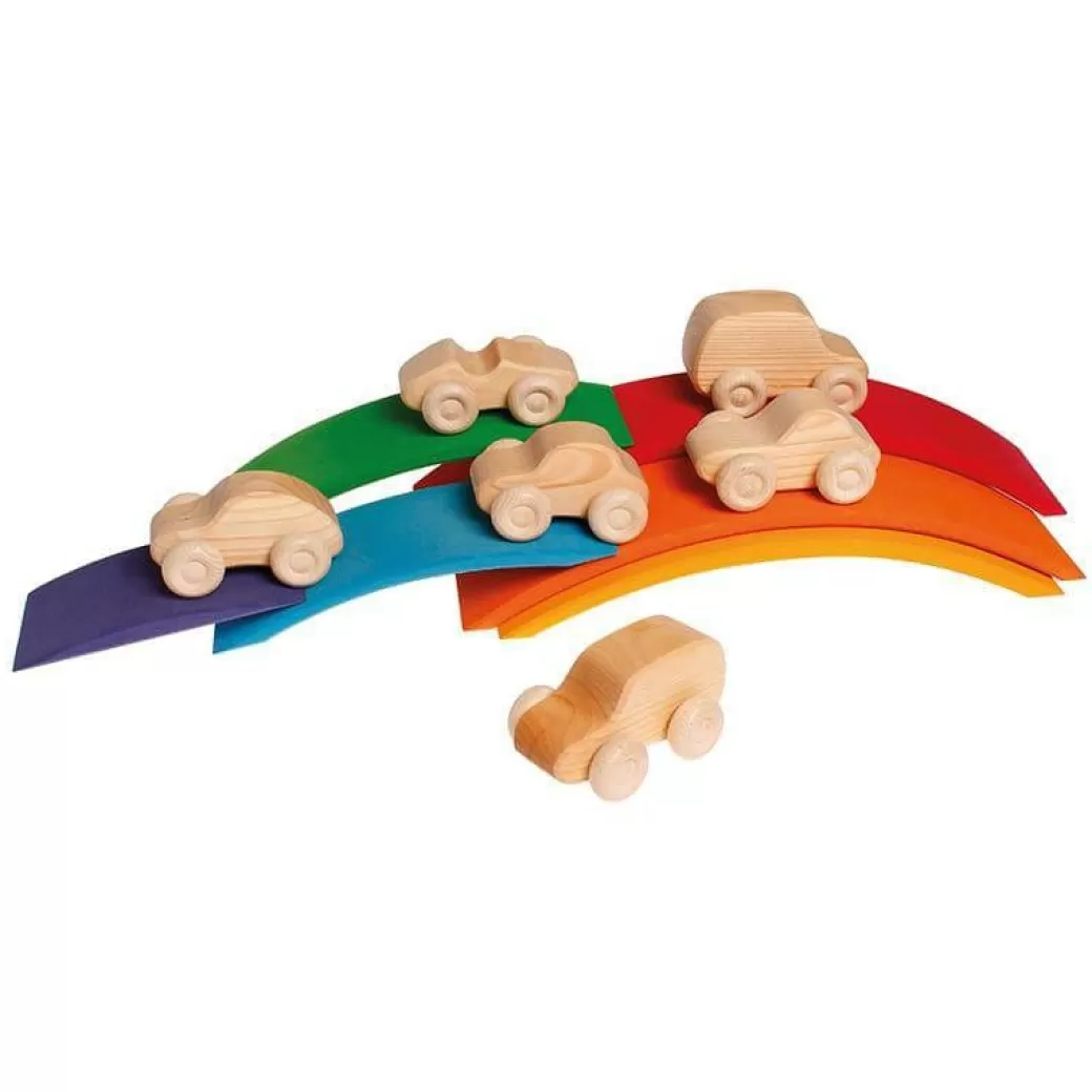 Grimm's Spiel & Holz Push & Pull Toys>Natural Wooden Toy Cars