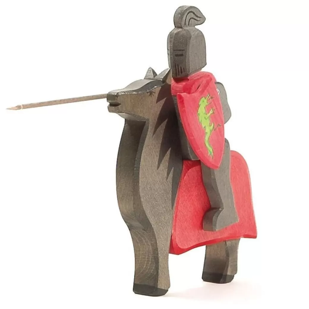 Ostheimer Wooden Figures> Black Knight On Red Horse