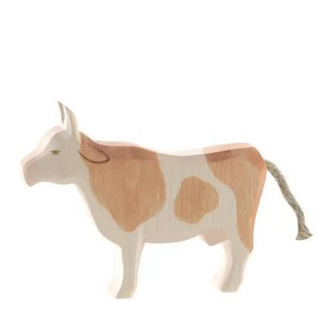 Ostheimer Wooden Figures> Cow, Brown And White, Standing