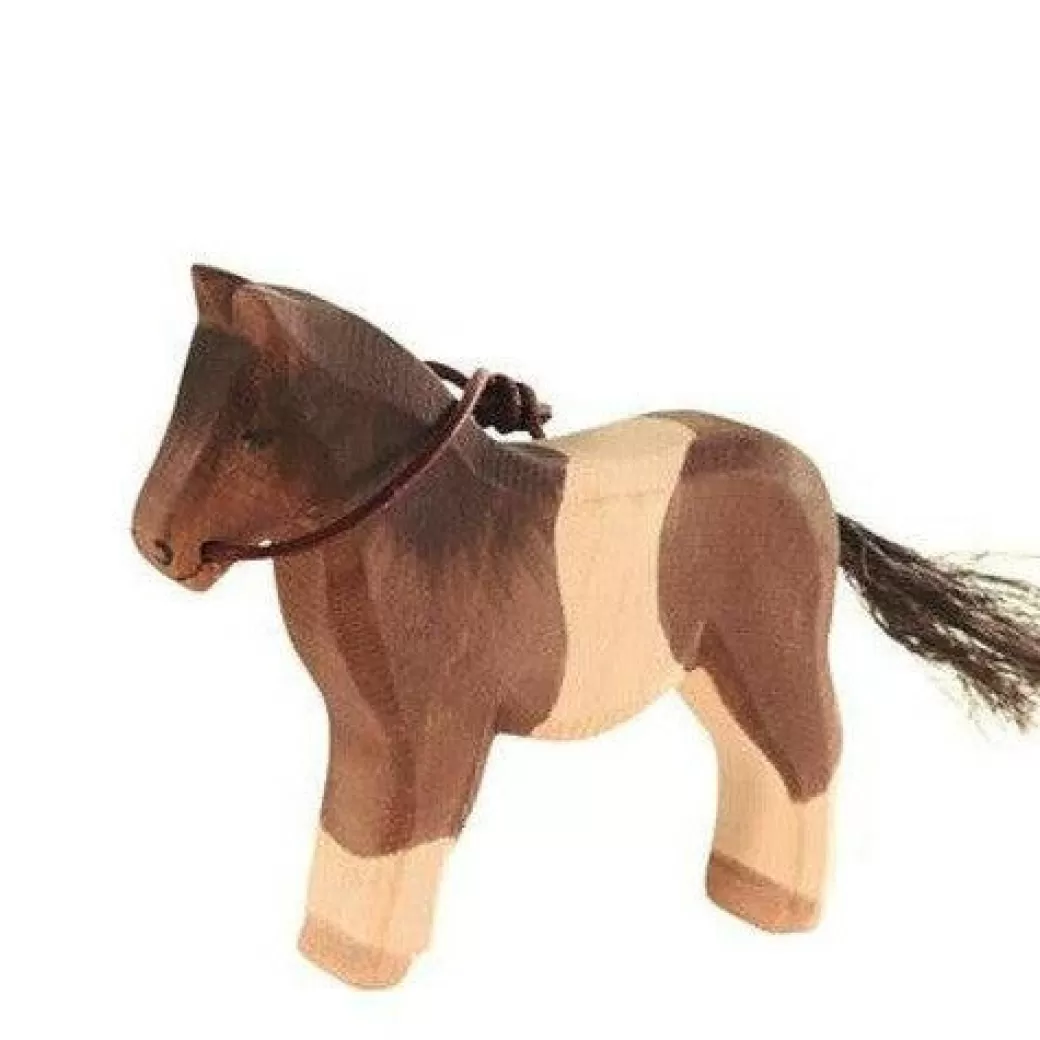 Ostheimer Wooden Figures> Pony, Brown & White With Reins