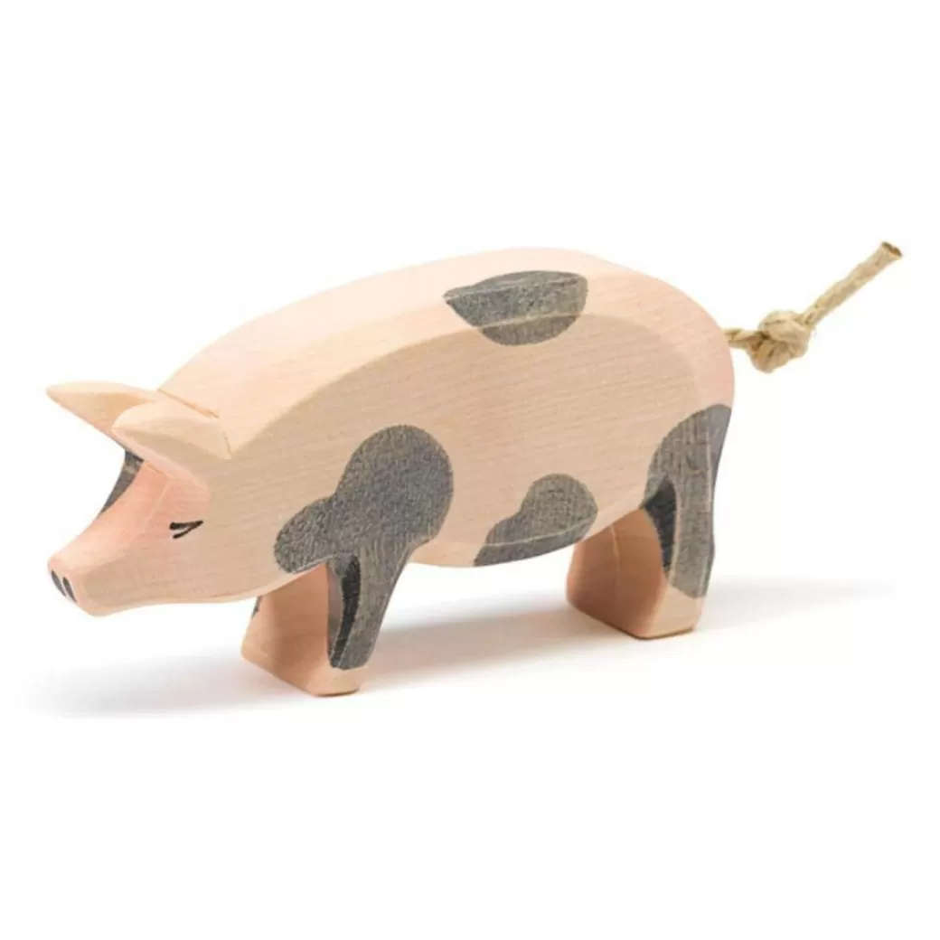 Ostheimer Wooden Figures> Spotted Pig, Head High