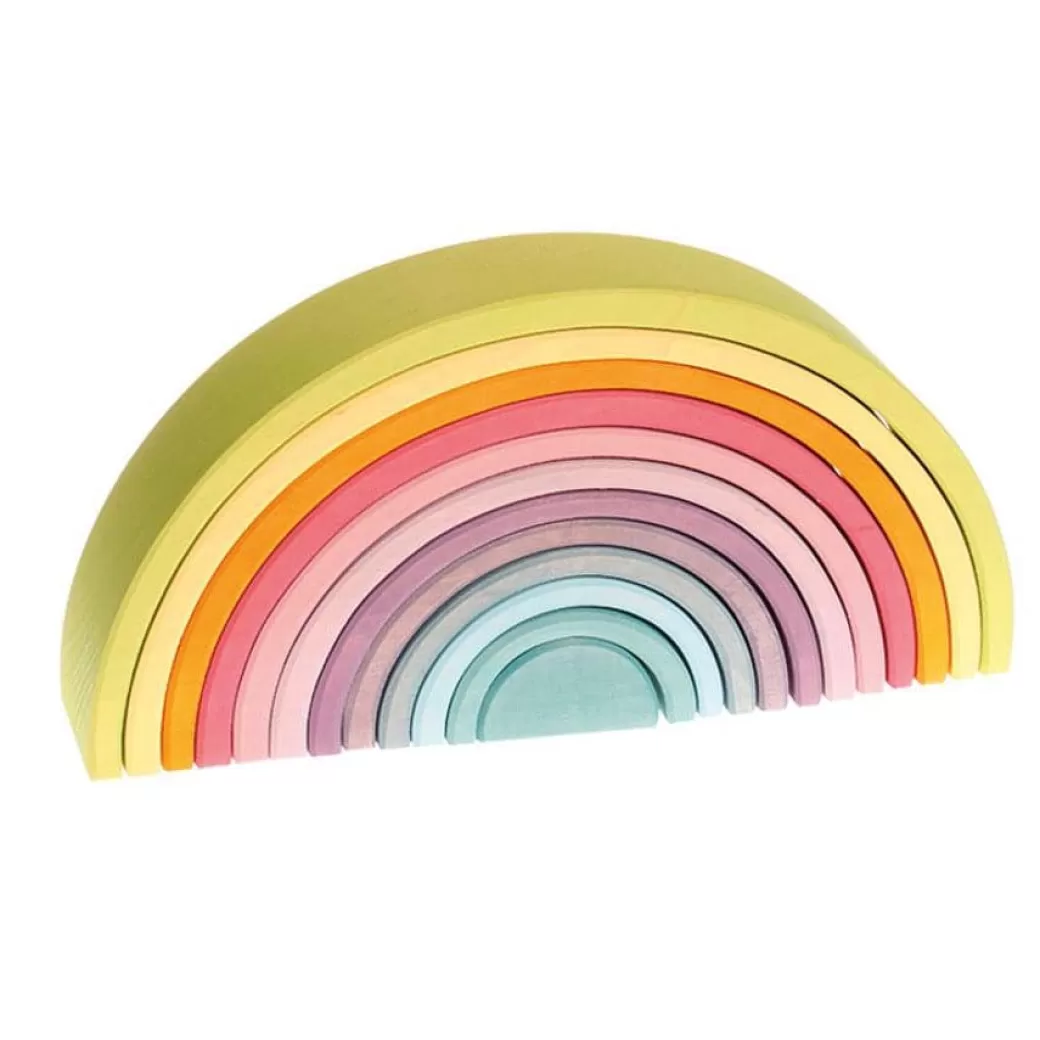 Grimm's Spiel & Holz Wooden Blocks>Pastel Large Wooden Rainbow Tunnel - 12 Piece