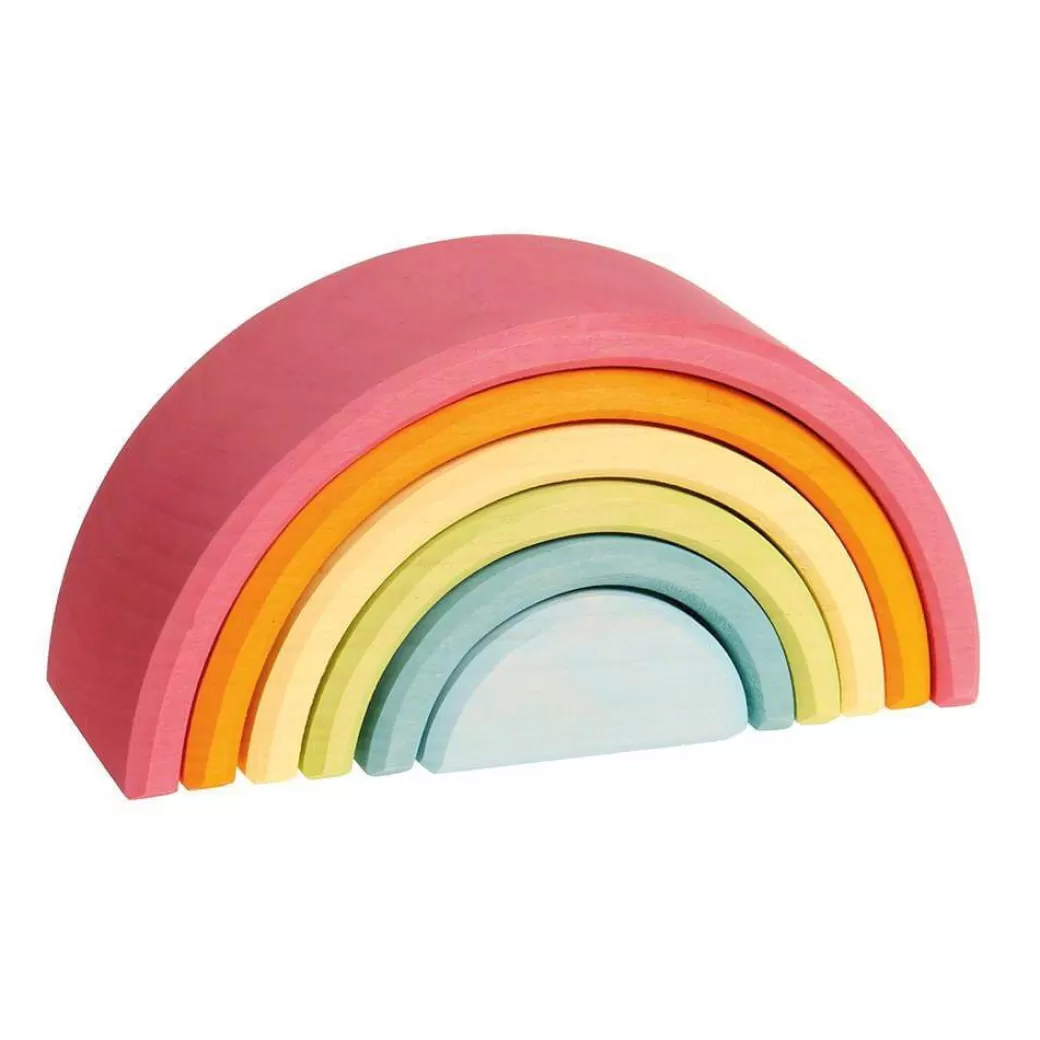 Grimm's Spiel & Holz Wooden Blocks>Pastel Wooden Rainbow Tunnel - 6 Pieces