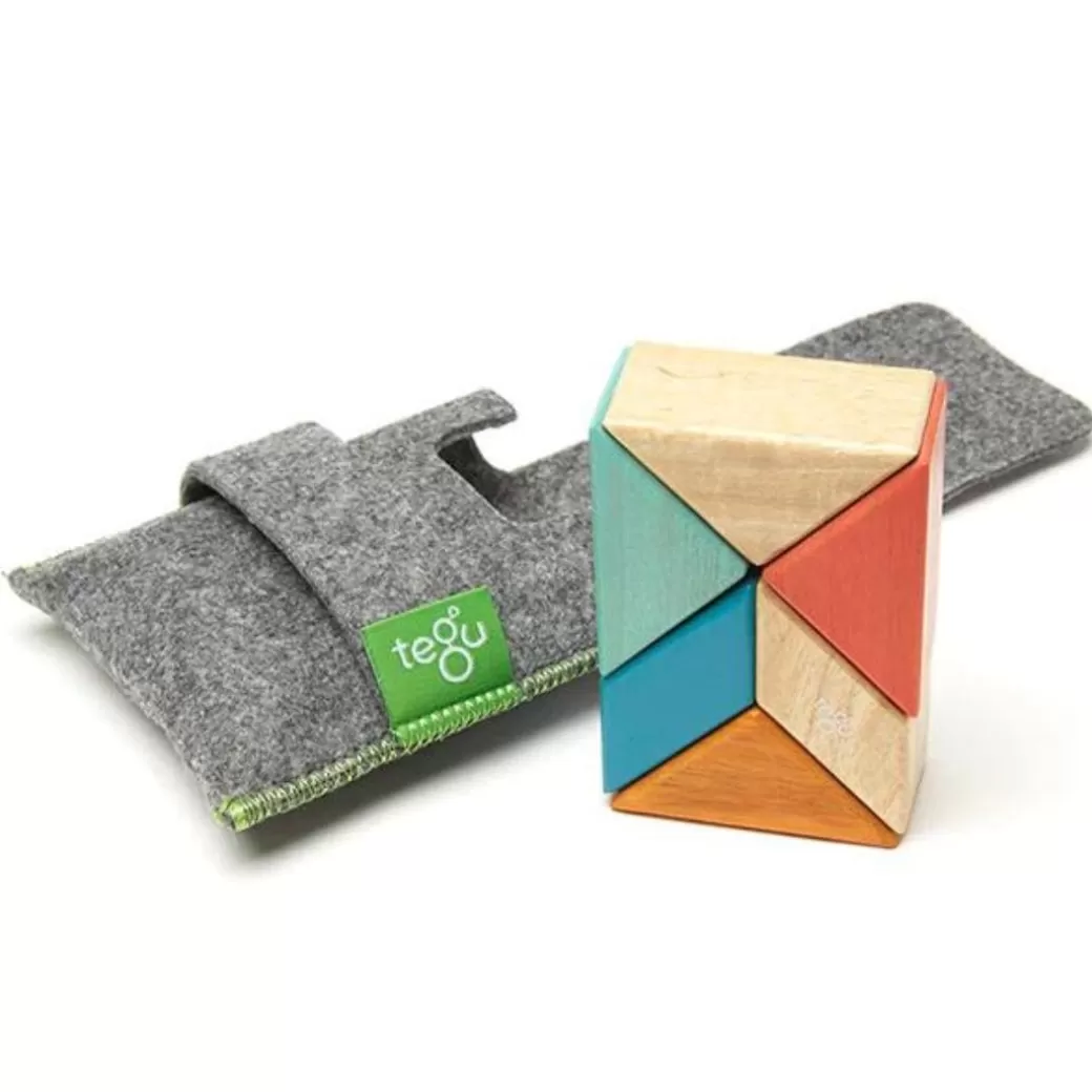 Tegu Magnetic Blocks>Pocket Pouch Prism Wooden Magnetic Blocks - Sunset