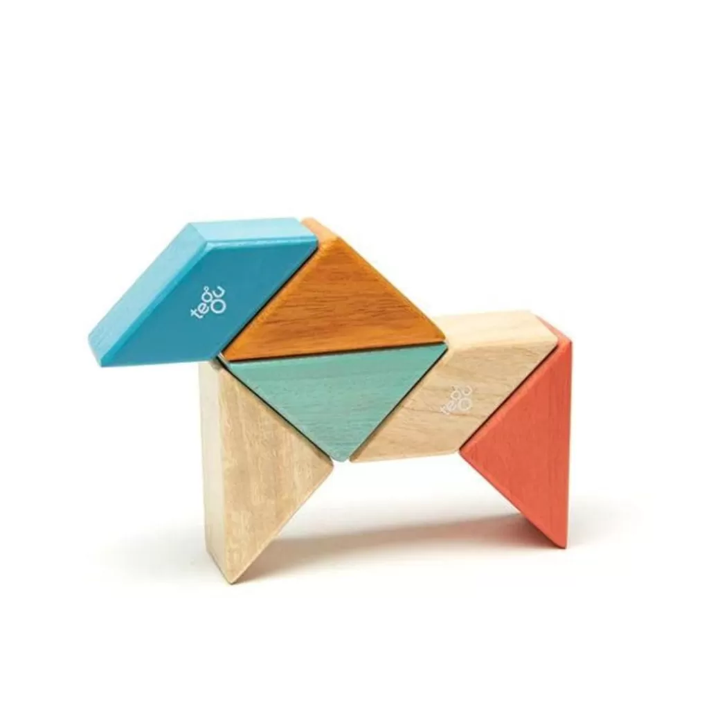 Tegu Magnetic Blocks>Pocket Pouch Prism Wooden Magnetic Blocks - Sunset