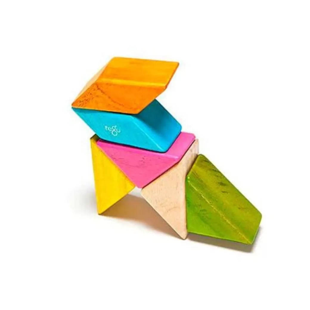 Tegu Magnetic Blocks>Pocket Pouch Prism Wooden Magnetic Blocks - Tints