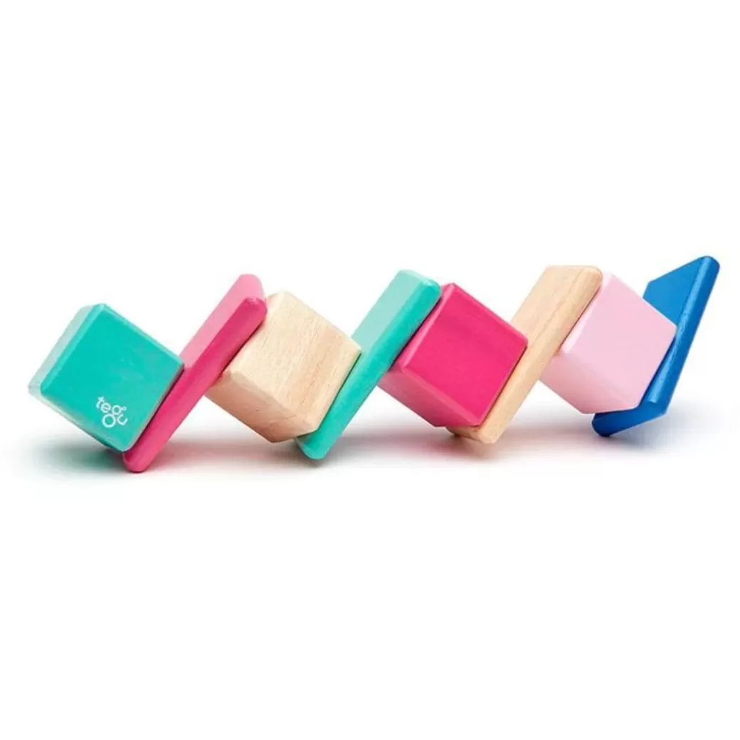 Tegu Magnetic Blocks>Pocket Pouch Wooden Magnetic Blocks - Blossom