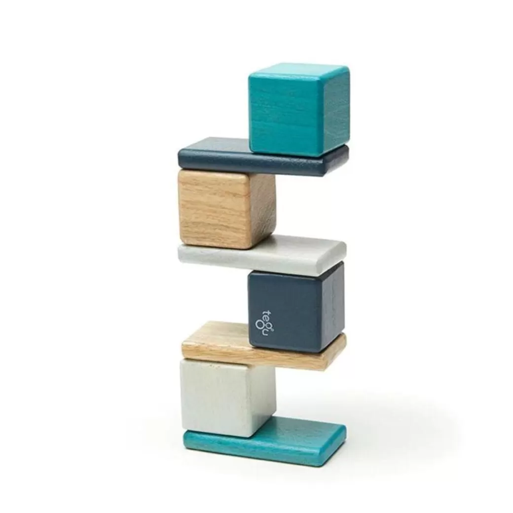 Tegu Wooden Blocks>Pocket Pouch Wooden Magnetic Blocks - Blues