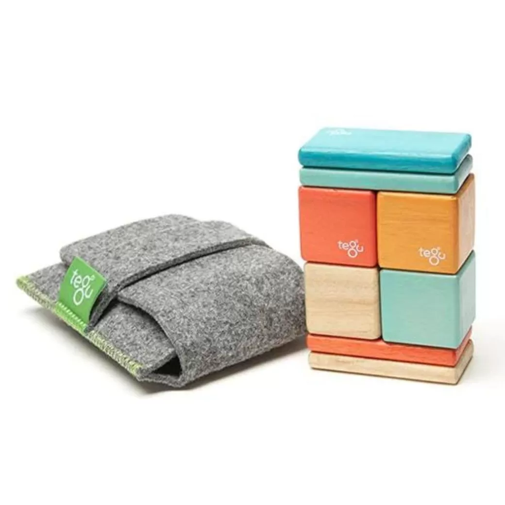 Tegu Wooden Blocks>Pocket Pouch Wooden Magnetic Blocks - Sunset