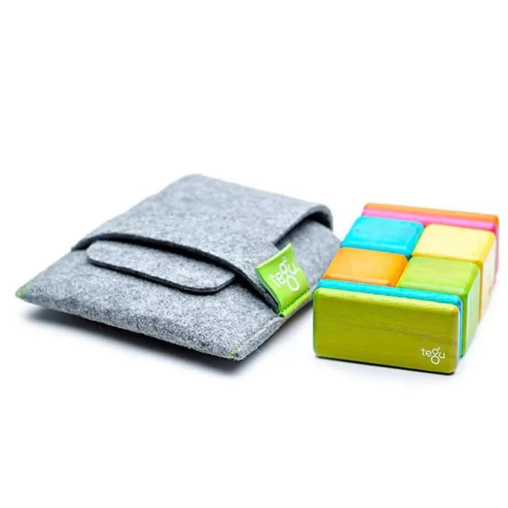 Tegu Magnetic Blocks>Pocket Pouch Wooden Magnetic Blocks - Tints